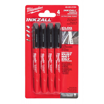 Cienkie markery INKZALL™Milwaukee, 48223154, czarne (4 szt.)