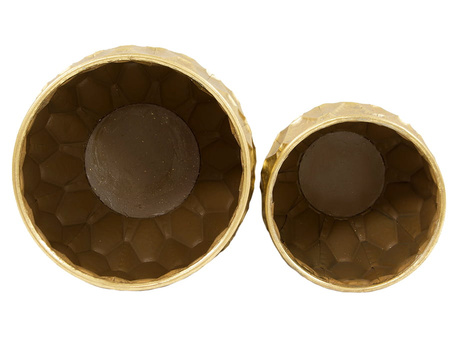 Metalowa złota osłonka na doniczkę z geometrycznym wzorem 26x32 cm