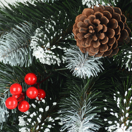 Choinka sztuczna Jodła Diamentowa na pniu z szyszkami i jarzębiną 180 cm