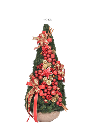 Choinka stożek Red 75 cm gotowa, ekskluzywna dekoracja świąteczna