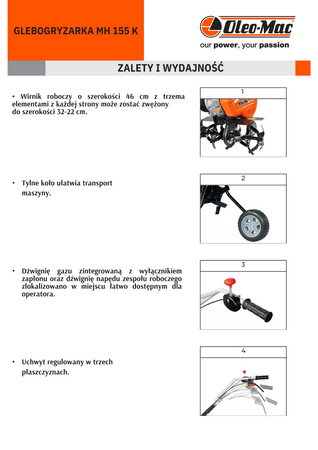 Glebogryzarka Oleo-Mac MH 155 K glebogryzarka spalinowa kultywator 2,4KM / 46cm klasa premium 68569003e5 OGRODY Oficjalny dystrybutor Autoryzowany dealer i serwis Oleo-Mac