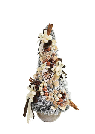 Choinka Stożek 110 cm Latte Kompozycja Świąteczna Glamour