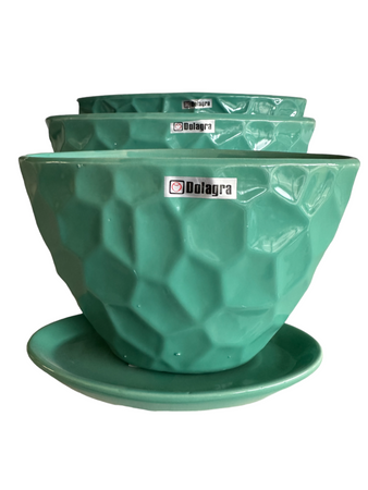 Dolagra Doniczka ceramiczna turkus YIDE YD8406/TQSH/2 + podstawka