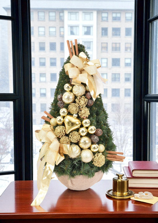 Choinka stożek złoty 75cm gotowa, ekskluzywna dekoracja świąteczna