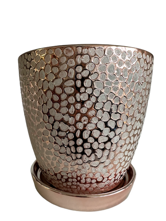 Dolagra Doniczka srebrno-różowa YD2002/SLV SHMT/1 + podstawka