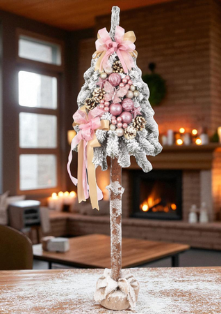 Choinka na pniu z ozdobami w stylu Glamour 80 cm