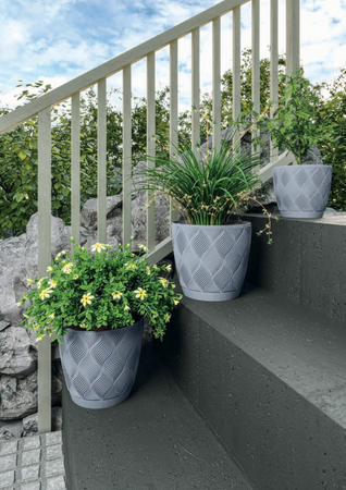 Doniczka flow petit Eco Recycled z podstawką 15 platyna