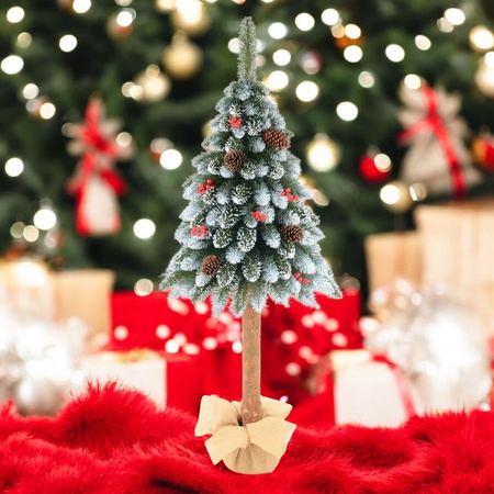 Choinka sztuczna Jodła Diamentowa na pniu z szyszkami i jarzębiną 180 cm