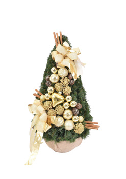 Choinka stożek złoty 75cm gotowa, ekskluzywna dekoracja świąteczna