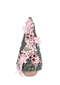 Choinka stożek Pink 110 cm gotowa, ekskluzywna dekoracja świąteczna