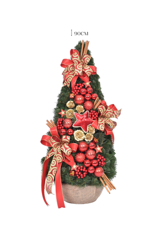 Choinka stożek Red 90 cm gotowa, ekskluzywna dekoracja świąteczna