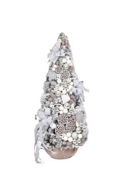 Choinka stożek Silver 90 cm gotowa, ekskluzywna dekoracja świąteczna