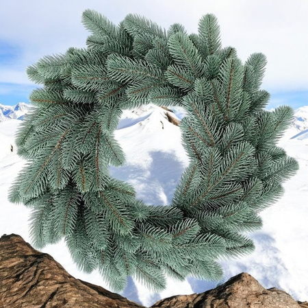 Wianek Bożonarodzeniowy "Srebrzysty Świerk Premium" 50 cm – 100% PE