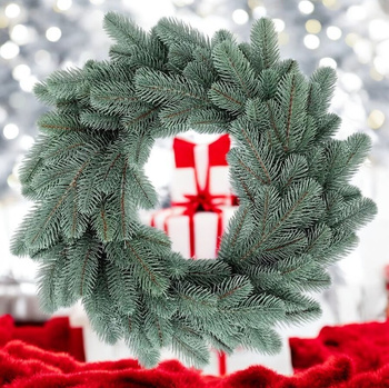 Wianek Bożonarodzeniowy "Srebrzysty Świerk Premium" 50 cm – 100% PE