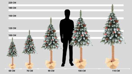 Choinka sztuczna Jodła Diamentowa na pniu z szyszkami i jarzębiną 210 cm