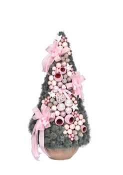 Choinka stożek Pink 90 cm gotowa, ekskluzywna dekoracja świąteczna