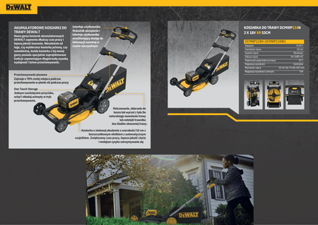 Kosiarka DCMWP134N-XJ 2x18V XR Kosiarka Akumulatorowa 53cm DeWalt 1600m2 OGRODY Oficjalny dystrybutor Autoryzowany sklep DeWalt