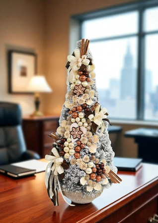 Choinka Stożek 110 cm Latte Kompozycja Świąteczna Glamour