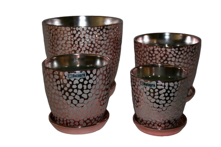 Dolagra Doniczka srebrno-różowa YD2002/SLV SHMT/1 + podstawka