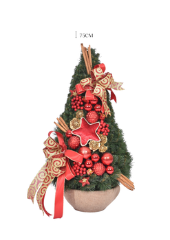 Choinka stożek Red 110 cm gotowa, ekskluzywna dekoracja świąteczna