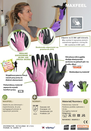 Rękawice maxfeel rękawiczki damskie "druga skóra" rozm. 7-8