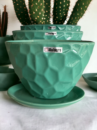 Dolagra Doniczka ceramiczna turkus YIDE YD8406/TQSH/2 + podstawka