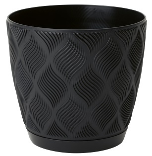 Doniczka flow petit Eco Recycled z podstawką 19 gł. czarny