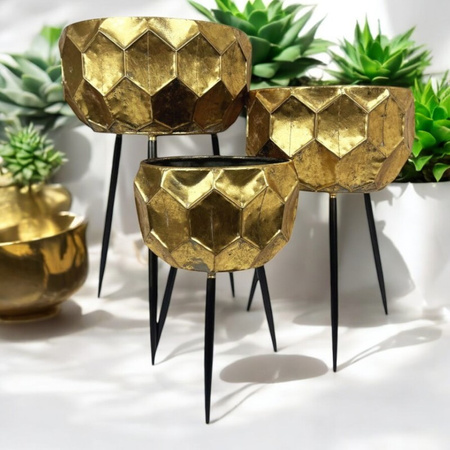 Metalowa złota osłonka na nóżkach 34x34x49 cm (TY0252)