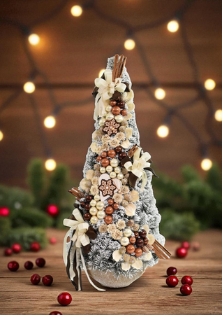 Choinka Stożek 110 cm Latte Kompozycja Świąteczna Glamour