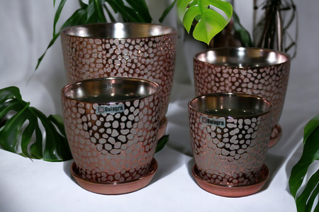 Dolagra Doniczka srebrno-różowa YD2002/SLV SHMT/1 + podstawka