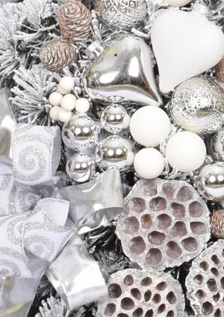 Choinka stożek Silver 110 cm gotowa, ekskluzywna dekoracja świąteczna