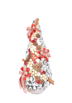 Choinka stożek Kremowo-Czerwona 90 cm gotowa, ekskluzywna dekoracja świąteczna