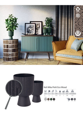 Doniczka Keli Mika Petit Eco Wood 14 głęboka czerń