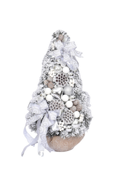 Choinka stożek Silver 75 cm gotowa, ekskluzywna dekoracja świąteczna