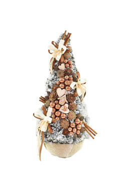 Choinka stożek cappuccino 110 cm gotowa, ekskluzywna dekoracja świąteczna