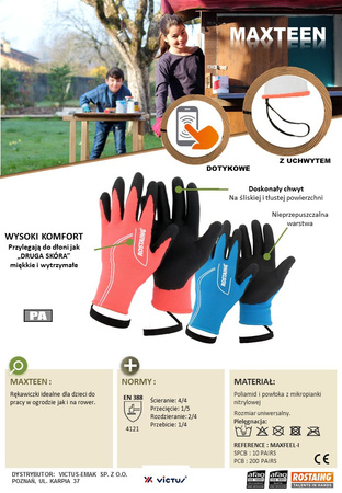 Rękawiczki maxteen dla dziewczynek różowe