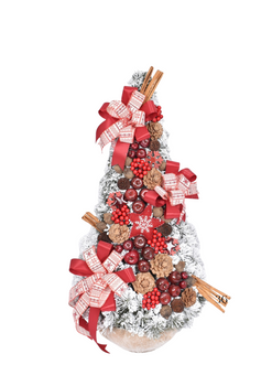 Choinka stożek Czerwony-Brąz 90 cm gotowa, ekskluzywna dekoracja świąteczna