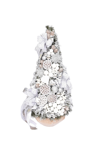 Choinka stożek Silver 90 cm gotowa, ekskluzywna dekoracja świąteczna