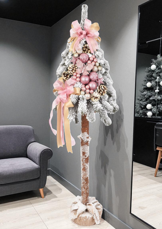 Choinka na pniu z ozdobami w stylu Glamour 115 cm