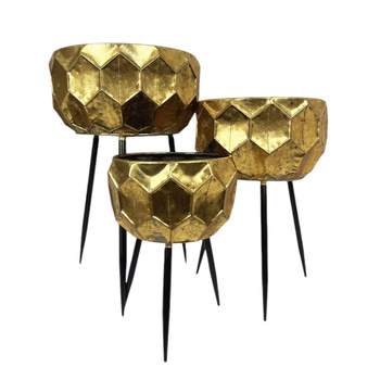 Metalowa złota osłonka na nóżkach 34x34x49 cm (TY0252)